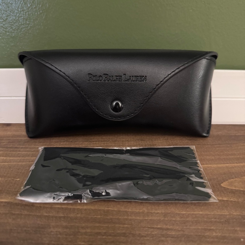 Polo by Ralph Lauren Black Leather Glasses Case With Cloth